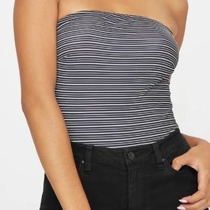 Striped tube top body suit